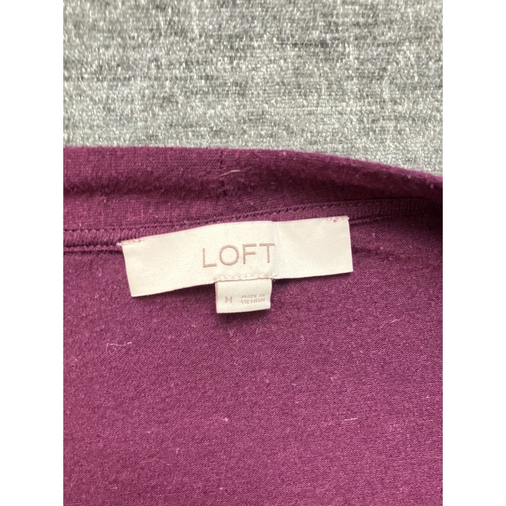 Loft Cardigan Sweater Womens Medium Burgundy V-Neck Long Sleeve Button Front - Picture 3 of 6